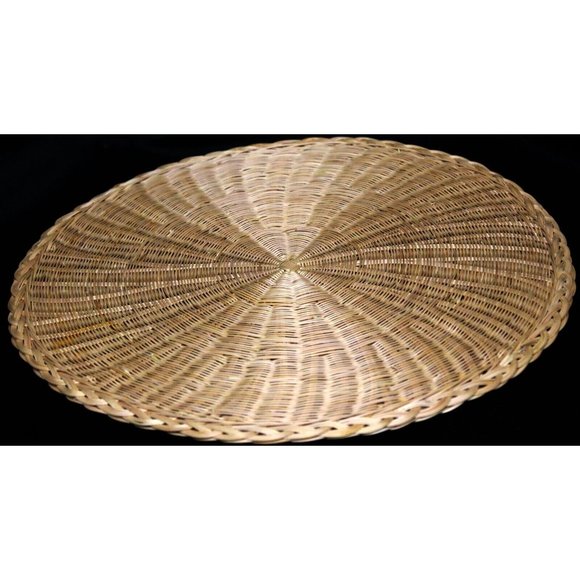 Two Piece Set Tan Trivets Woven Round Shape Grass Placemats 12" Diameter - Picture 8 of 11